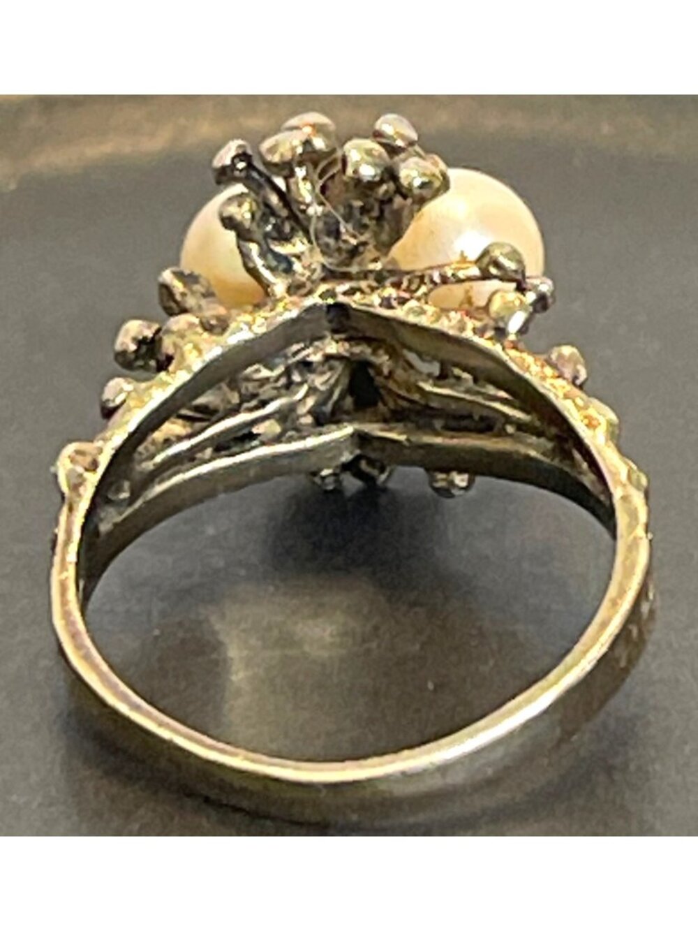 Sterling Pearl Nest Ring MCM Joseph Esposito ESPO Gold Vermeil Size 6.5 Vintage - Picture 6 of 14